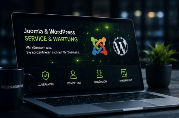 Joomla & Wordpress - Service und Wartung. Wir kümmern uns. Sie konzentrieren sich auf das Business.